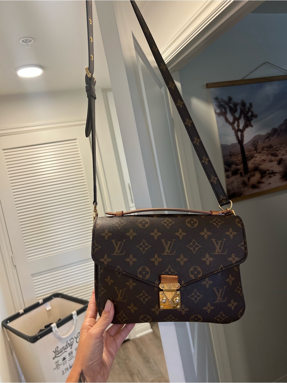 Louis Vuitton Brown Monogram Canvas Pochette Metis Crossbody with Gold Hardware